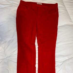 Red corduroy jeans
